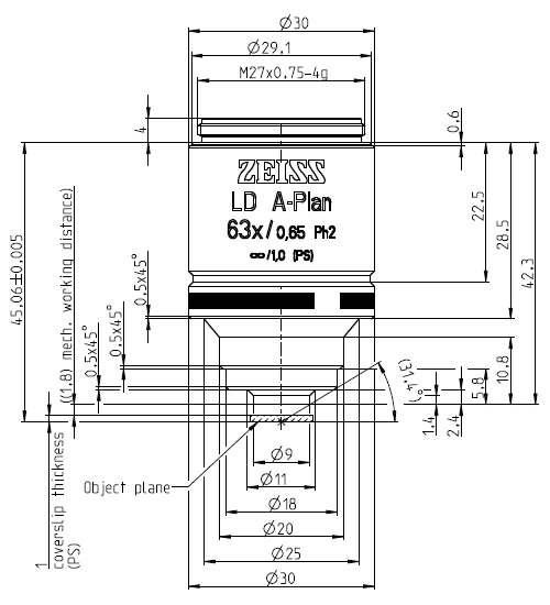 LD A-Plan 20x/0.35 Ph2 M27蔡司物鏡 LD A-Plan 20x/0.35 Ph2 M27蔡司物鏡