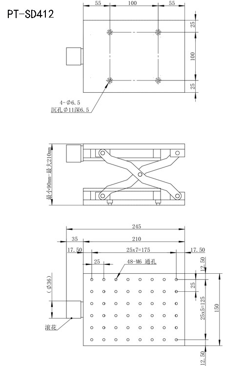 PT-SD412 精密型手動升降臺 手動升降臺 手動位移臺 升降滑臺 PT-SD412 精密型手動升降臺 手動升降臺 手動位移臺 升降滑臺
