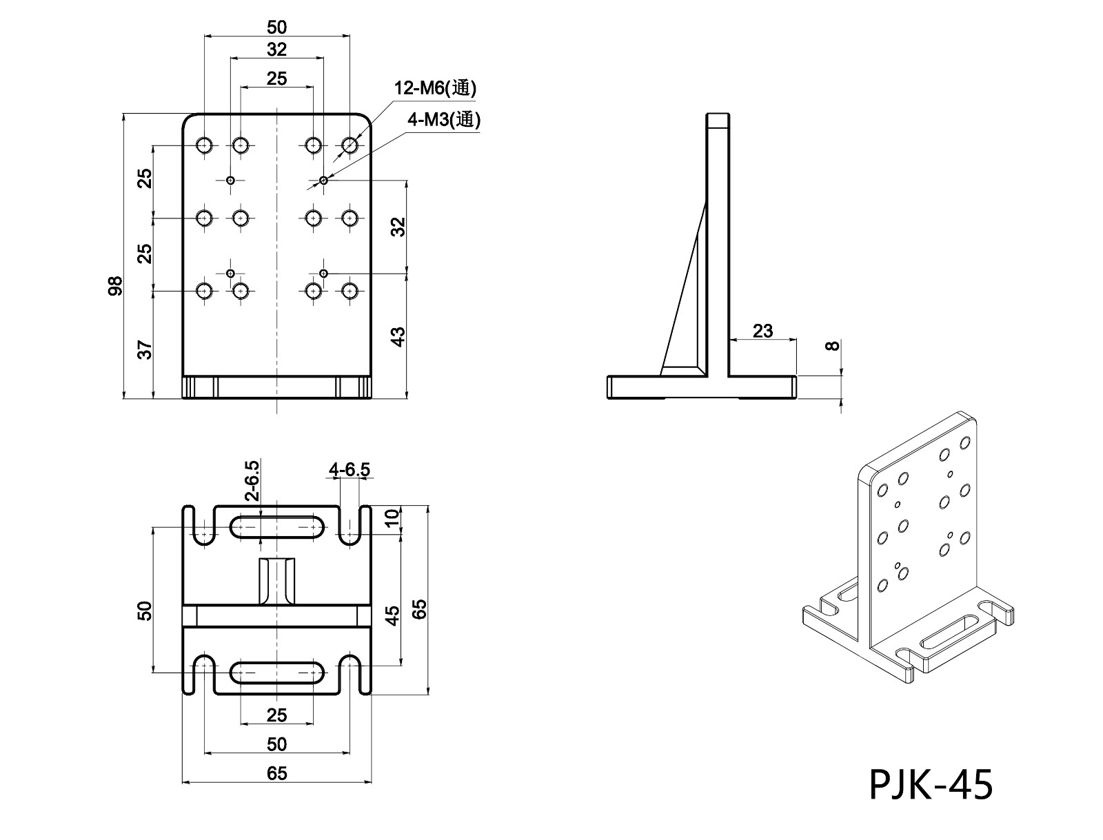 PJK-45 PJK-46 Rectangular rectangular plate Angle through a rectangular base PJK-45 PJK-46 Rectangular rectangular plate Angle through a rectangular base