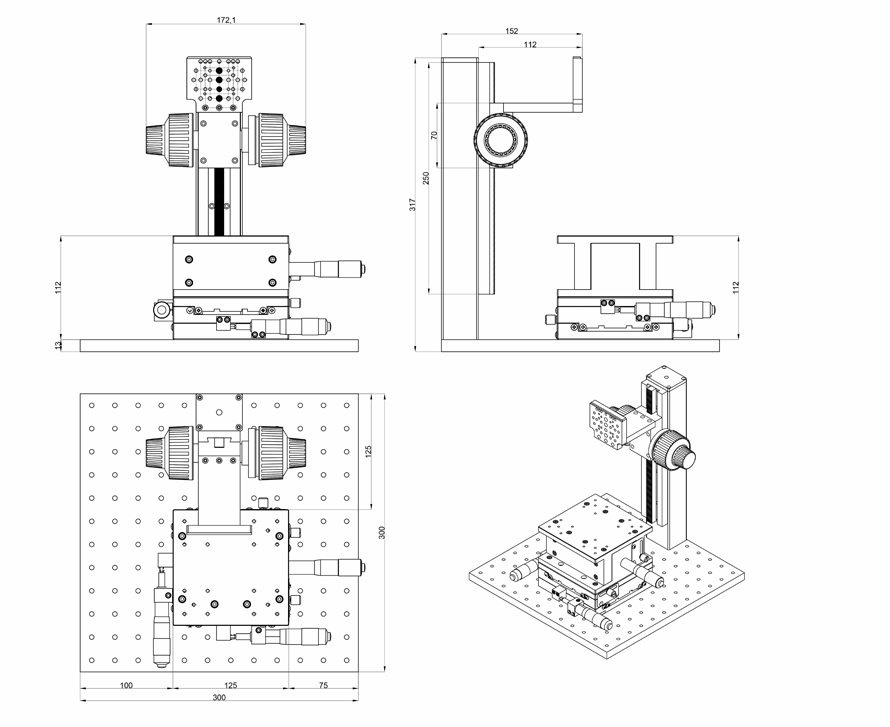 XYZ three-axis adjustment frame coarse and fine adjustment microscope stand 600 XYZ three-axis adjustment frame coarse and fine adjustment microscope stand 600