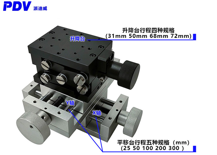XYZ三軸手動平移臺精密型滑臺帶手輪位移臺